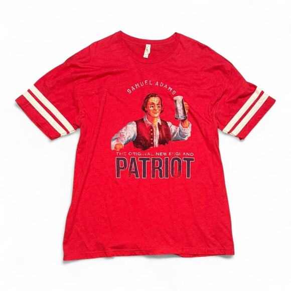 Samuel Adams Patriot Varsity Tee XL Red Heather 70s Stripes Vintage Beer - Picture 1 of 5